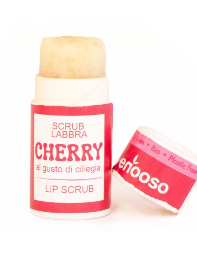 Balsamo+scrub labbra in stick di carta alla ciliegia
