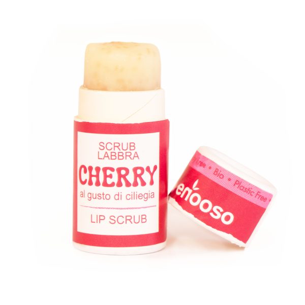 Balsamo+scrub labbra in stick di carta alla ciliegia