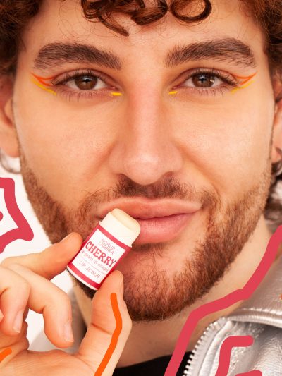 Balsamo+scrub labbra in stick di carta alla ciliegia