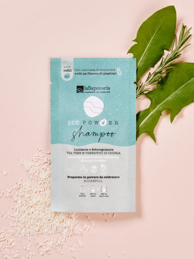 Shampoo in polvere lucidante e seboregolatore – Capelli grassi e con forfora – EcoPowder