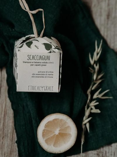 Shampoo + balsamo solido 2 in 1 – Capelli grassi – Scacciaguai