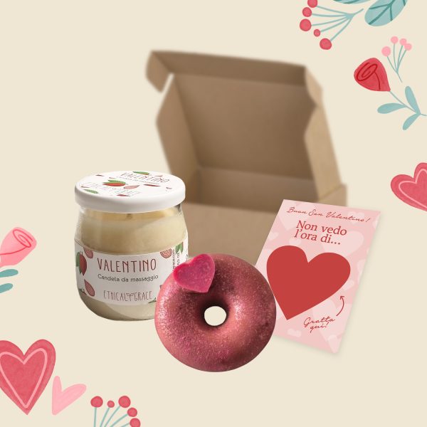 Box MASSAGGIO RILASSANTE - Kit candela da massaggio + donut di sapone