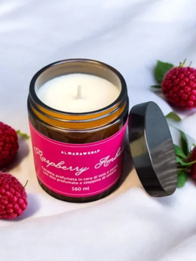Candela di soia profumata – Raspberry Amber