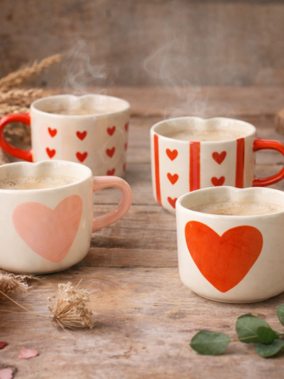 Tazza in ceramica con cuori